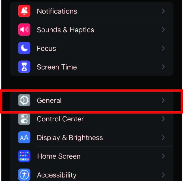 Locate General Icon for Software Update on Apple Device