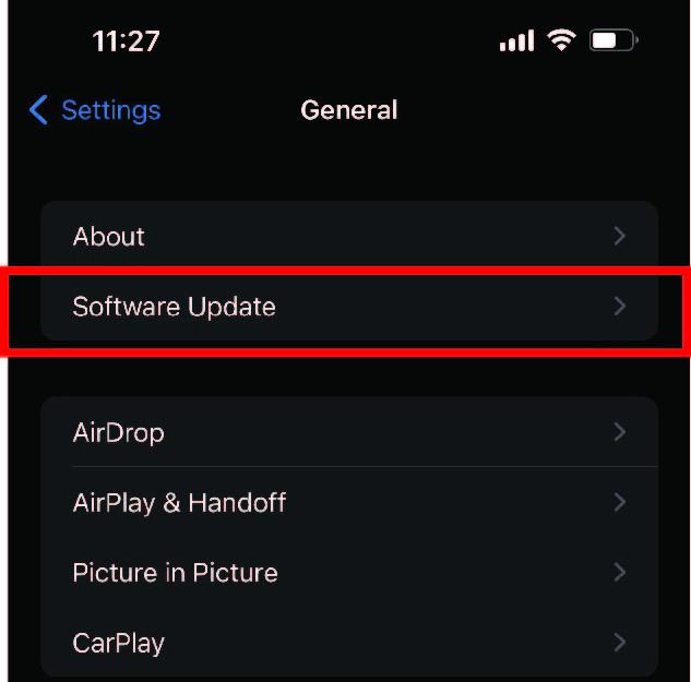 Update Software Icon on Apple Device
