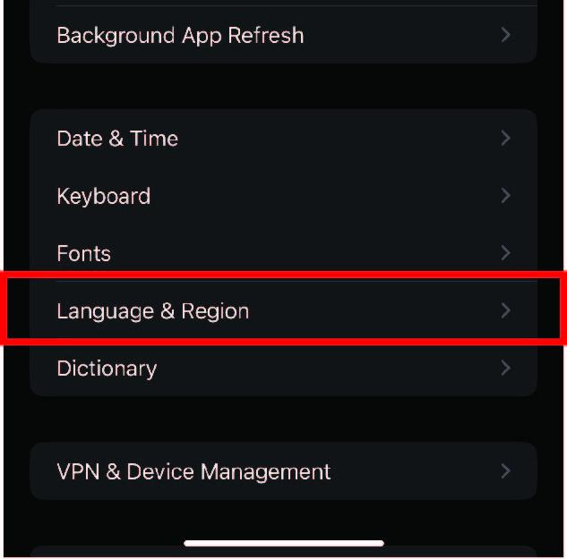 Locate Language and Region Setting on Apple Device